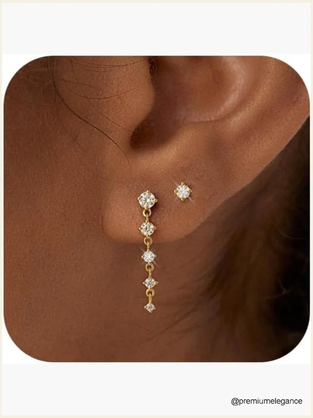 Gold Silver Plated CZ Dangle Stud Hoop Huggie Earring Set for Women